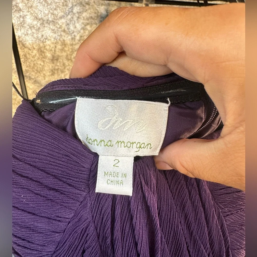 Donna Morgan 100% silk strapless draped Grecian dark purple cocktail dress - Picture 7 of 7